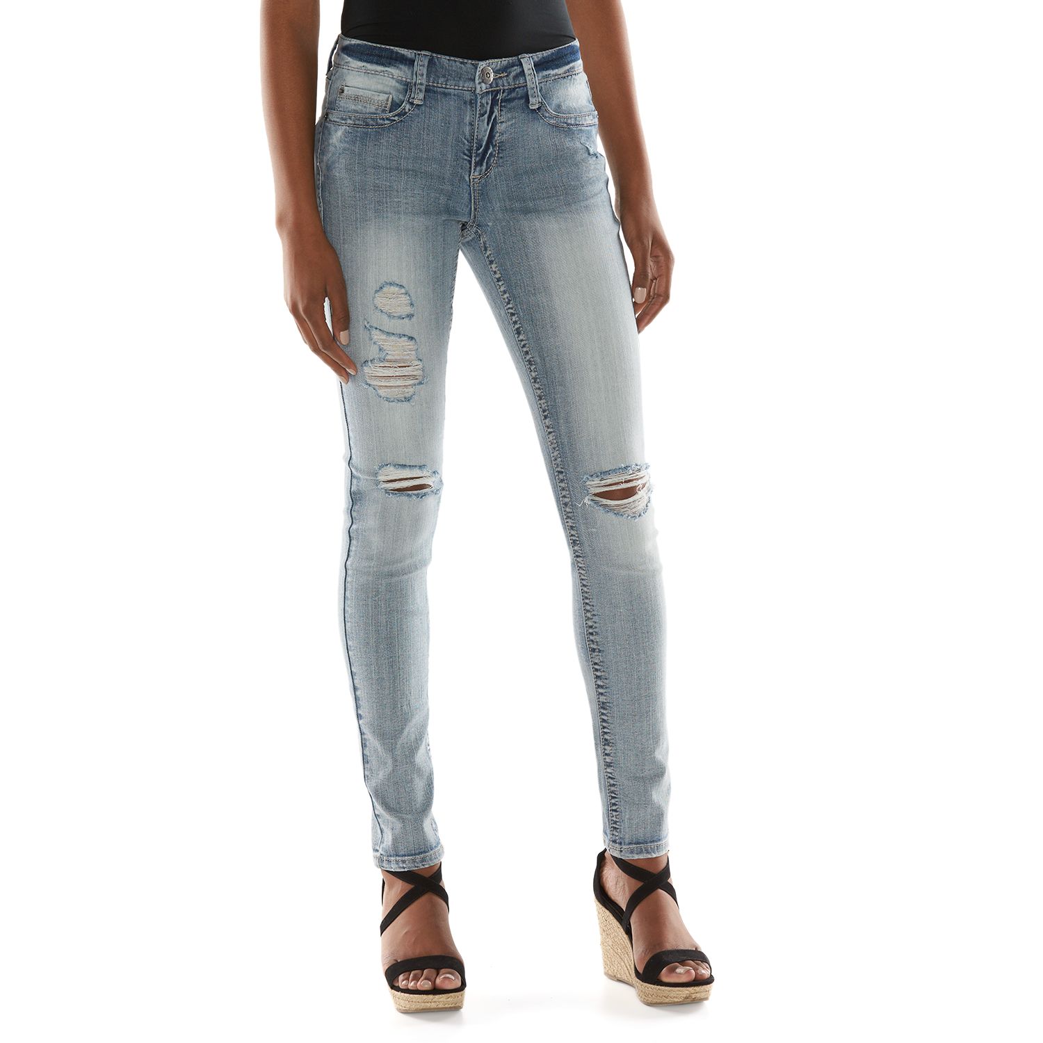 Juniors' Mudd® Heavy Stitch Skinny Jeans