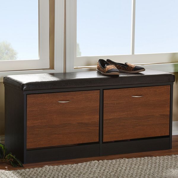Baxton Studio Foley 2 Tone Entryway Bench With Shoe Rack