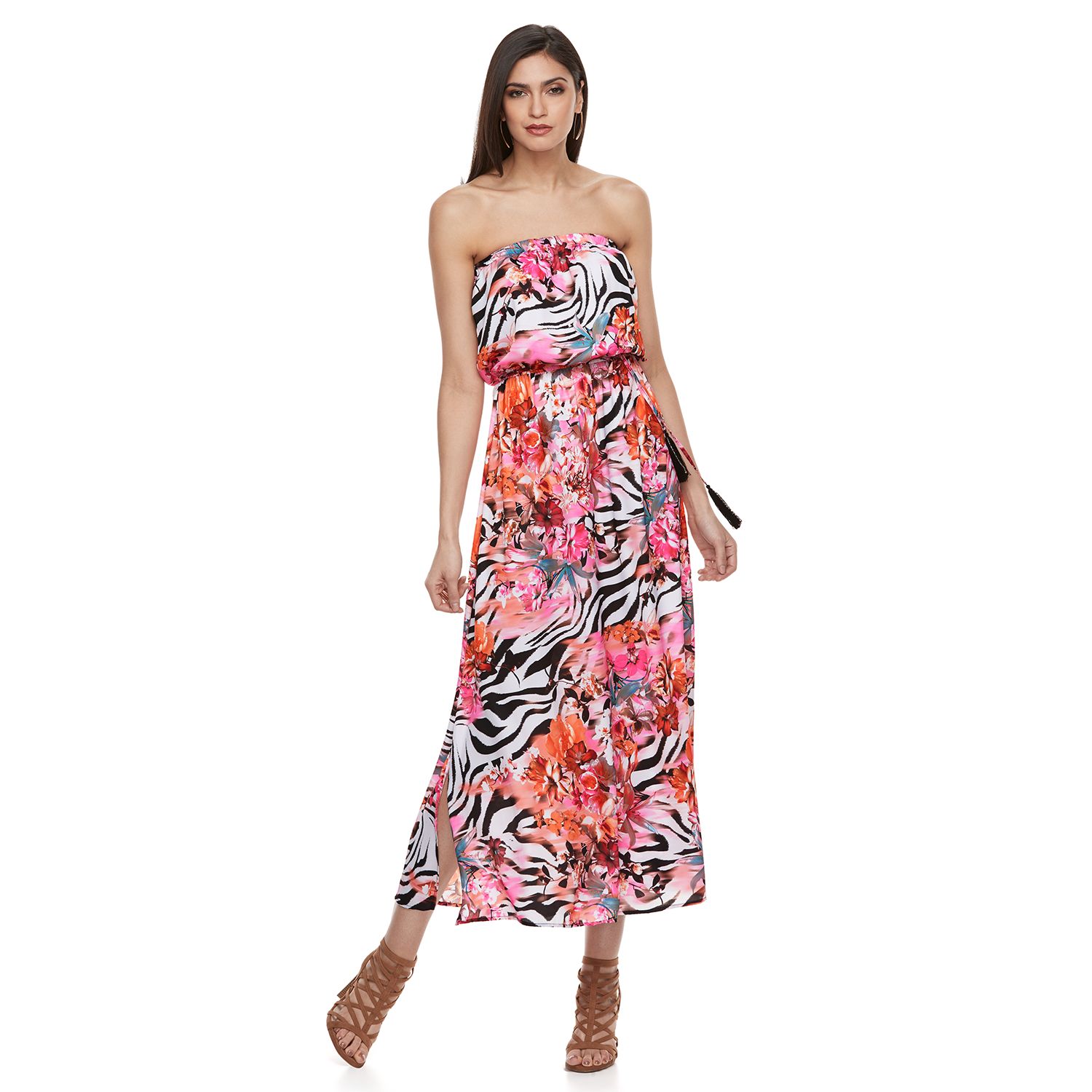 petite strapless maxi dress