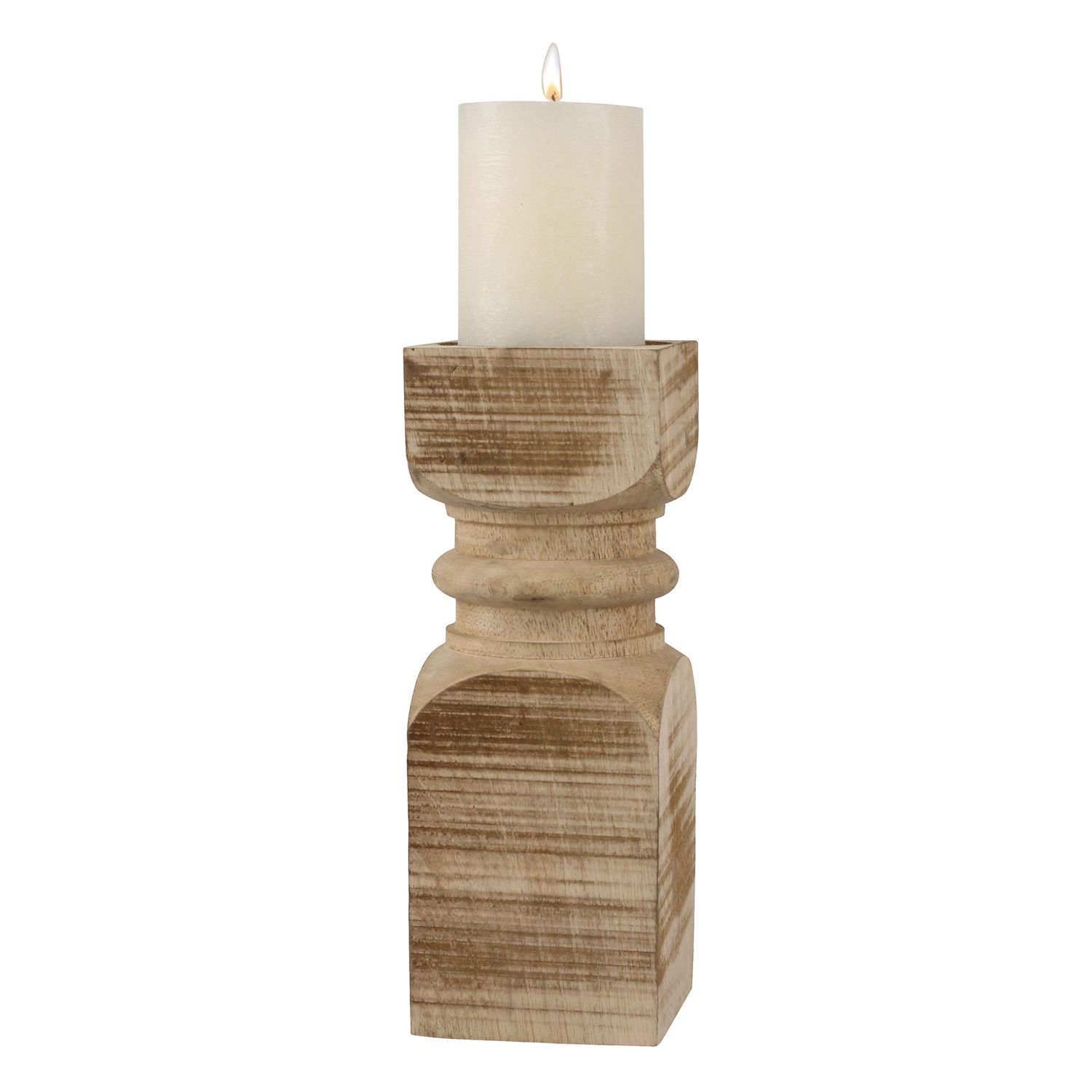 wood pillar candle holders