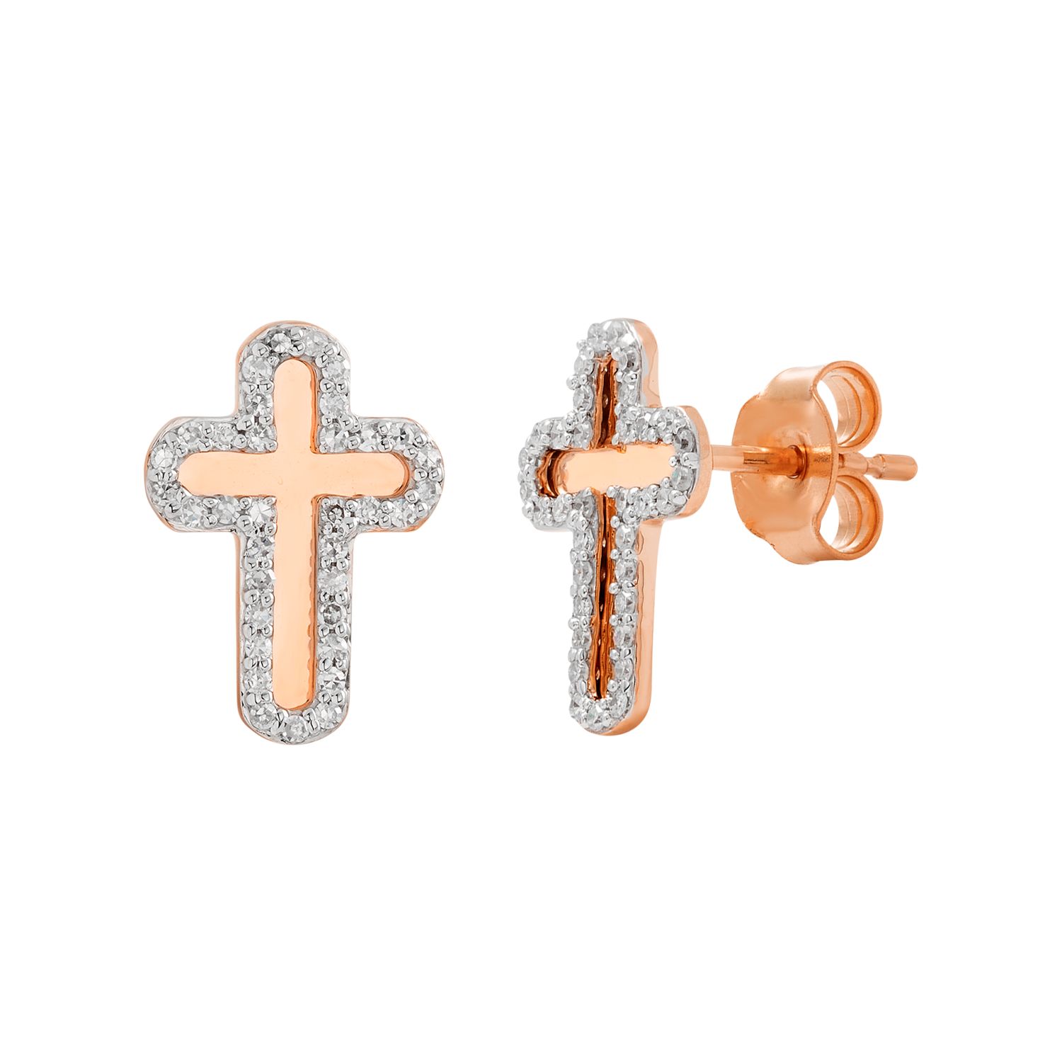 diamond cross stud earrings