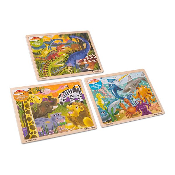 Melissa Doug 24 Piece Wooden Jigsaw Puzzle 3 Pack Dinosaur Safari And Ocean - cartoon jigsaw puzzles box for roblox บน app store