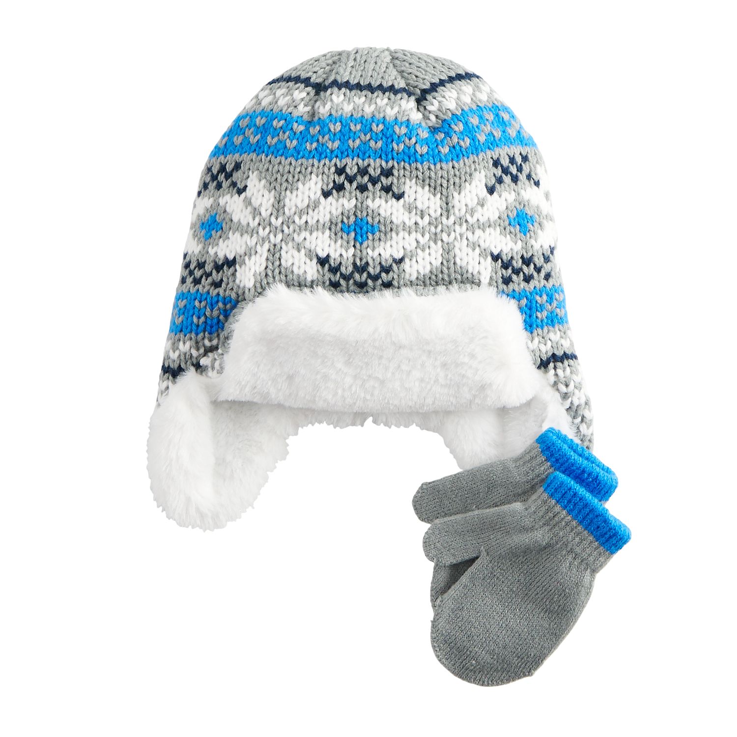 baby boy trapper hat and mittens