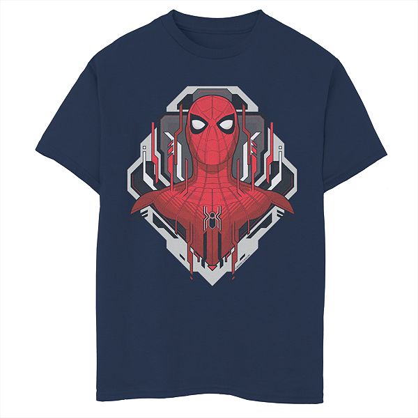 Boys 8 20 Marvel Comics Spider Man Tech Badge Tee - spider man helmet in roblox catalog