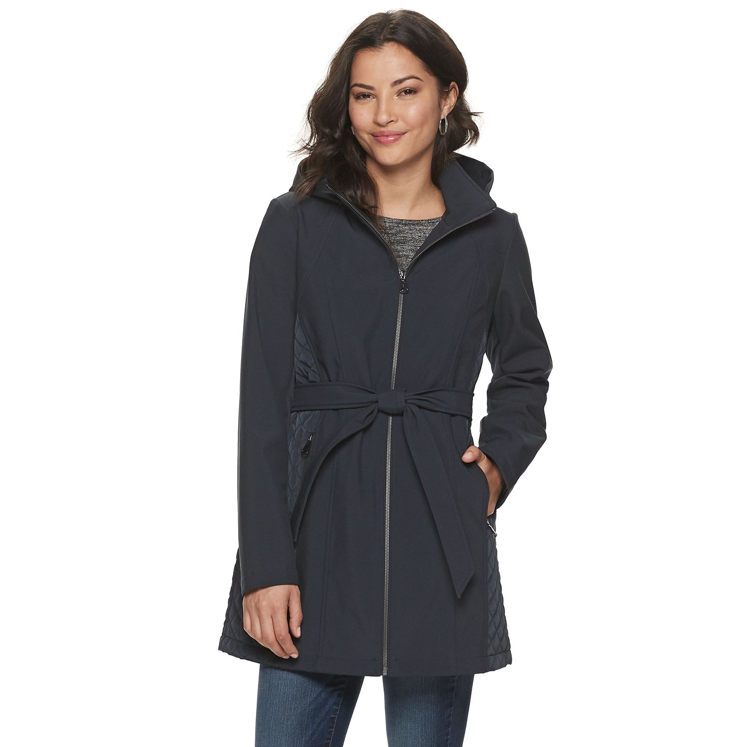 sebby softshell hooded trench coat