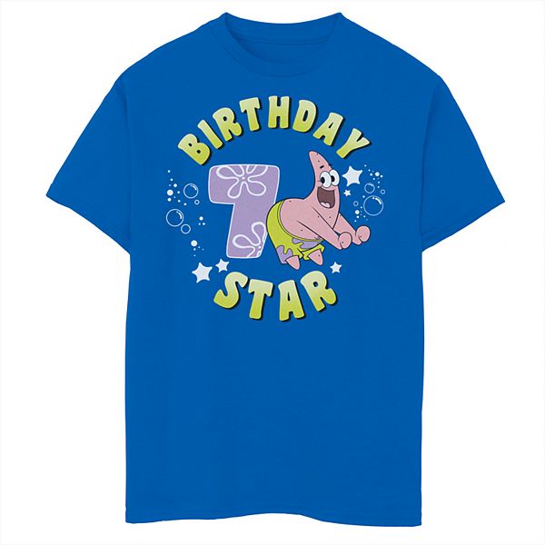 Boys 8 20 Spongebob Squarepants Patrick 7th Birthday Star Short Sleeve Tee - roblox clothing codes for patrick shorts