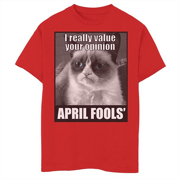 Boys 8 20 Grumpy Cat April Fools Value Your Opinion Graphic Tee - roblox april fools promo code