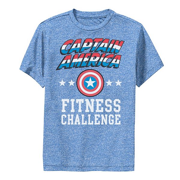 Boys 8 20 Marvel Captain America Fitness Challenge Weight Lift Performance Tee - captain americas fitness challenge roblox marvel universe