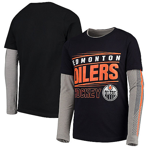 Youth Navy Gray Edmonton Oilers Binary 2 In 1 Long Sleeve Short Sleeve T Shirt Set - 85 off dinosaur t shirt merch roblox