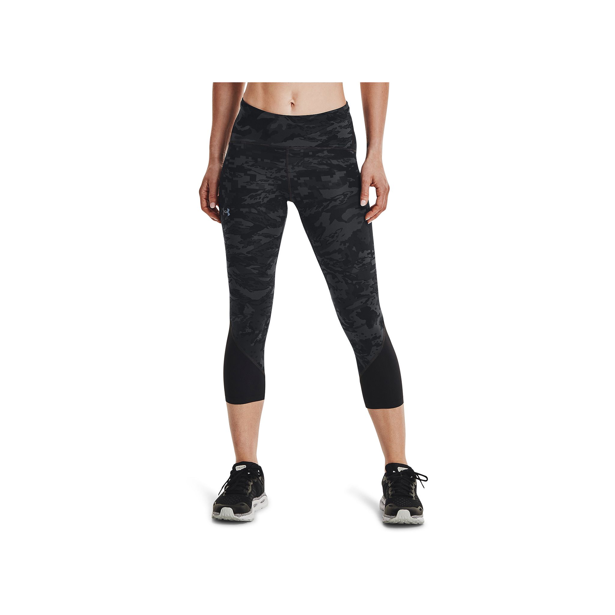 UnderArmour Womans Small Compression Capri Leggings Gray W Black