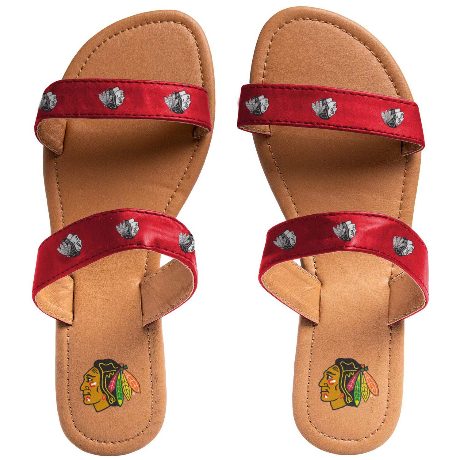 red two strap sandals