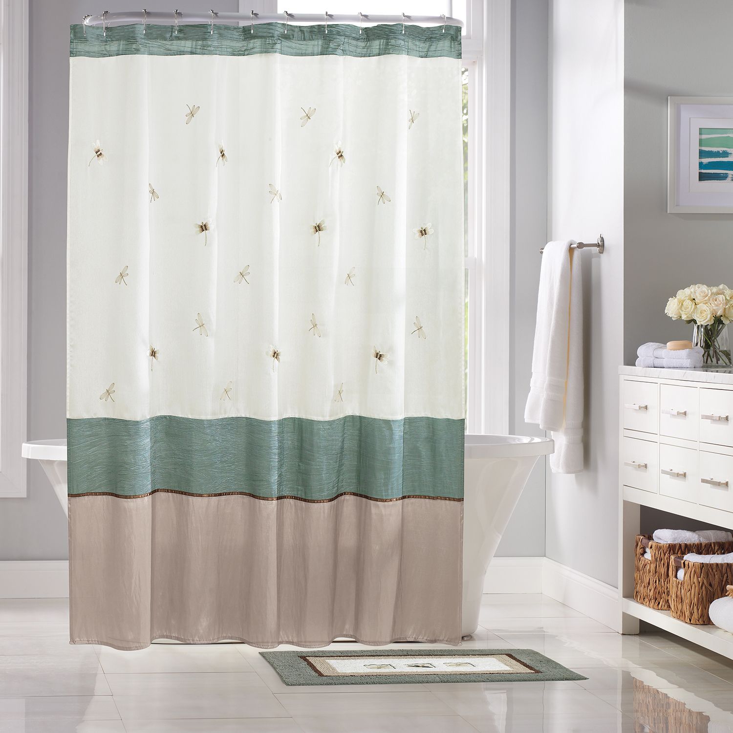 Shalimar Dragonfly Fabric Shower Curtain