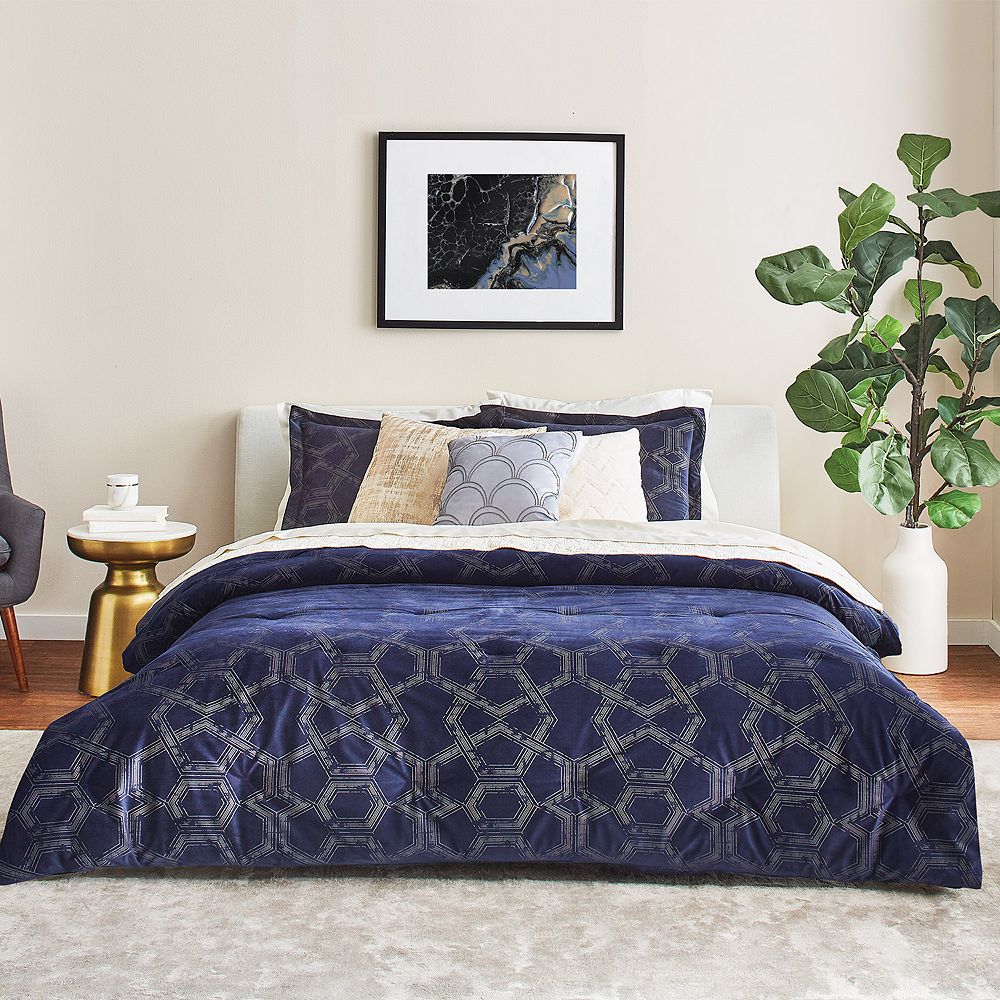 Scott Living Luxe Lustre Velvet Comforter Set & Throw Pillow Collection